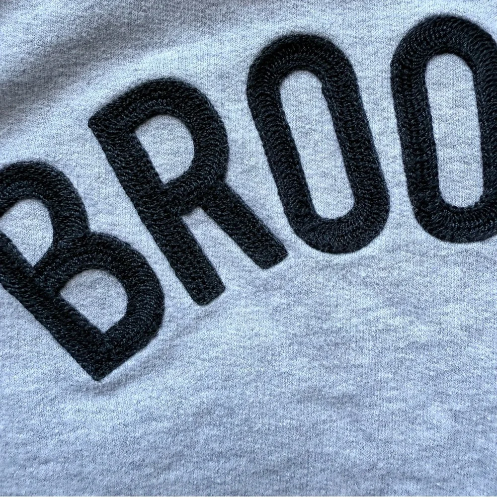 J.Crew cotton terry gray raglan chain stitch embroider Brooklyn Sweatshirt XS